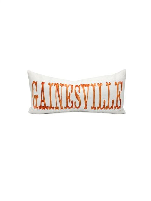Orange Watercolor Letters Gainesville Pillow 15x24