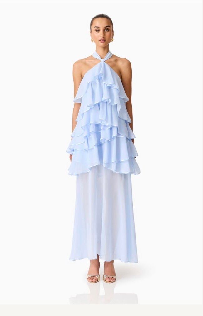 Eliane Halter Neck Maxi Dress Blue