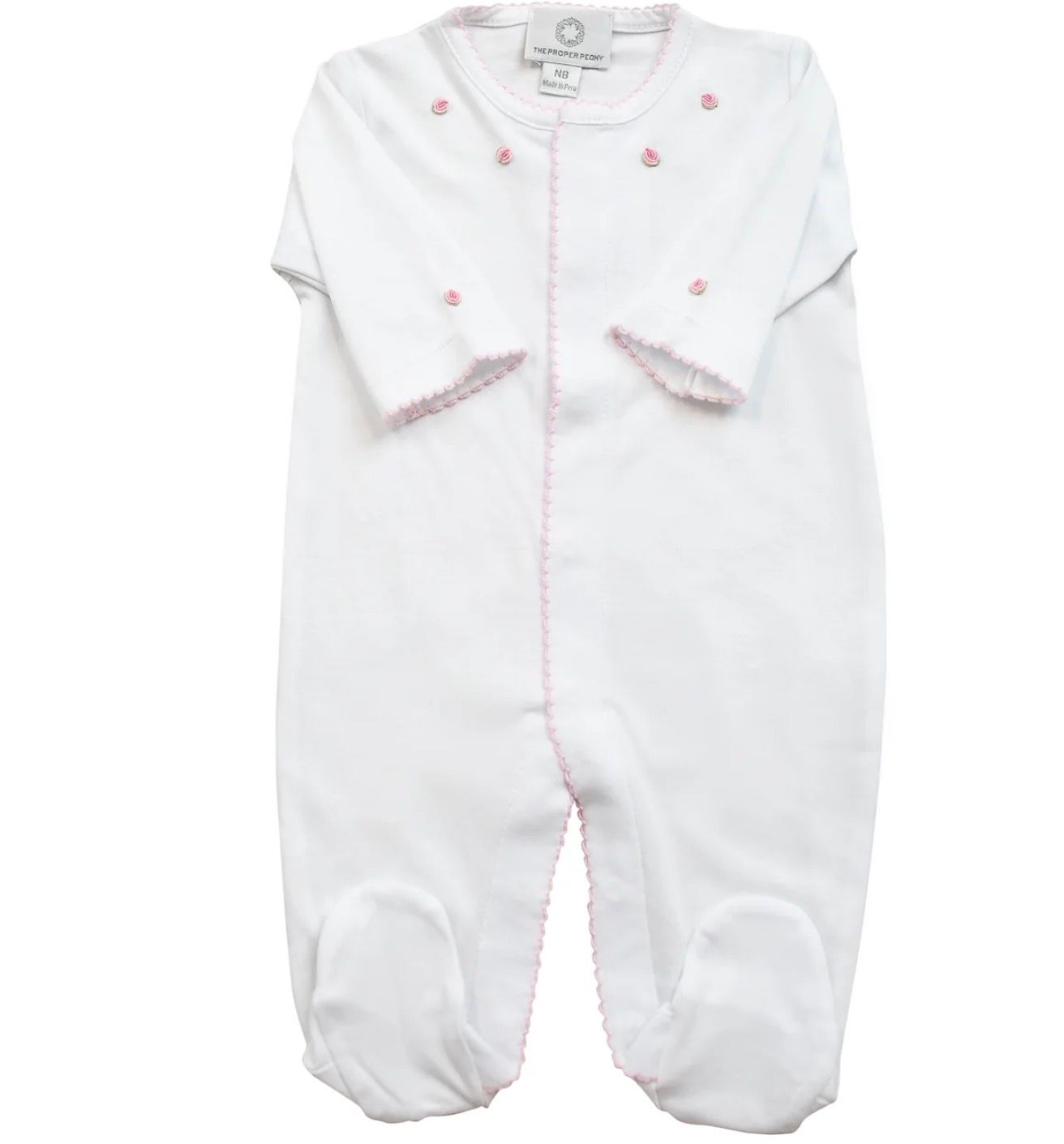 Pima Footie White/Pink