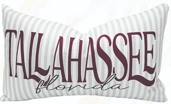 Pinstripe Tallahassee Pillow on Velvet Garnet