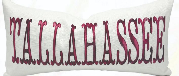 Watercolor Tallahassee Pillow Garnet