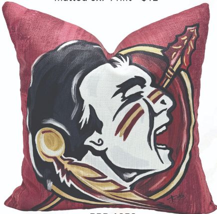 Garnet Seminole Head Pillow on Velvet 20x20
