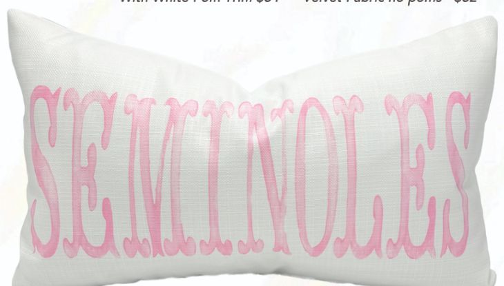 Watercolor Seminoles Pillow Pink 15x24