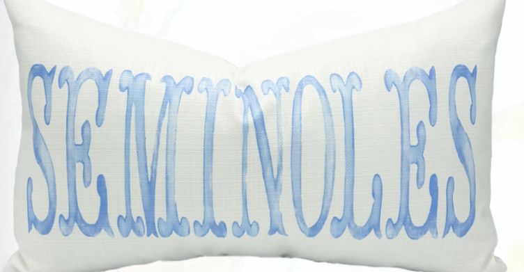 Watercolor Seminoles Pillow Blue 15x24