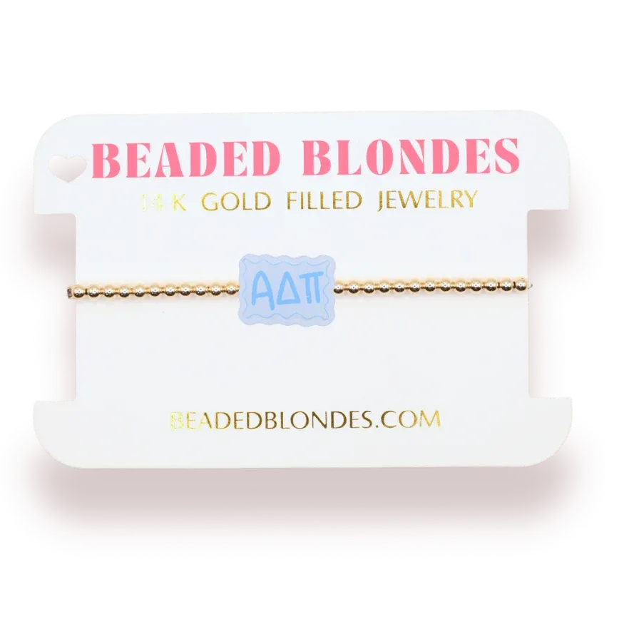 Alpha Delta Pi block bracelet gold