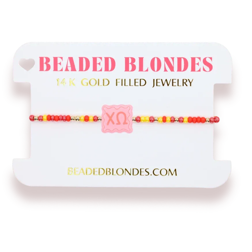 Chi Omega block bracelet on color