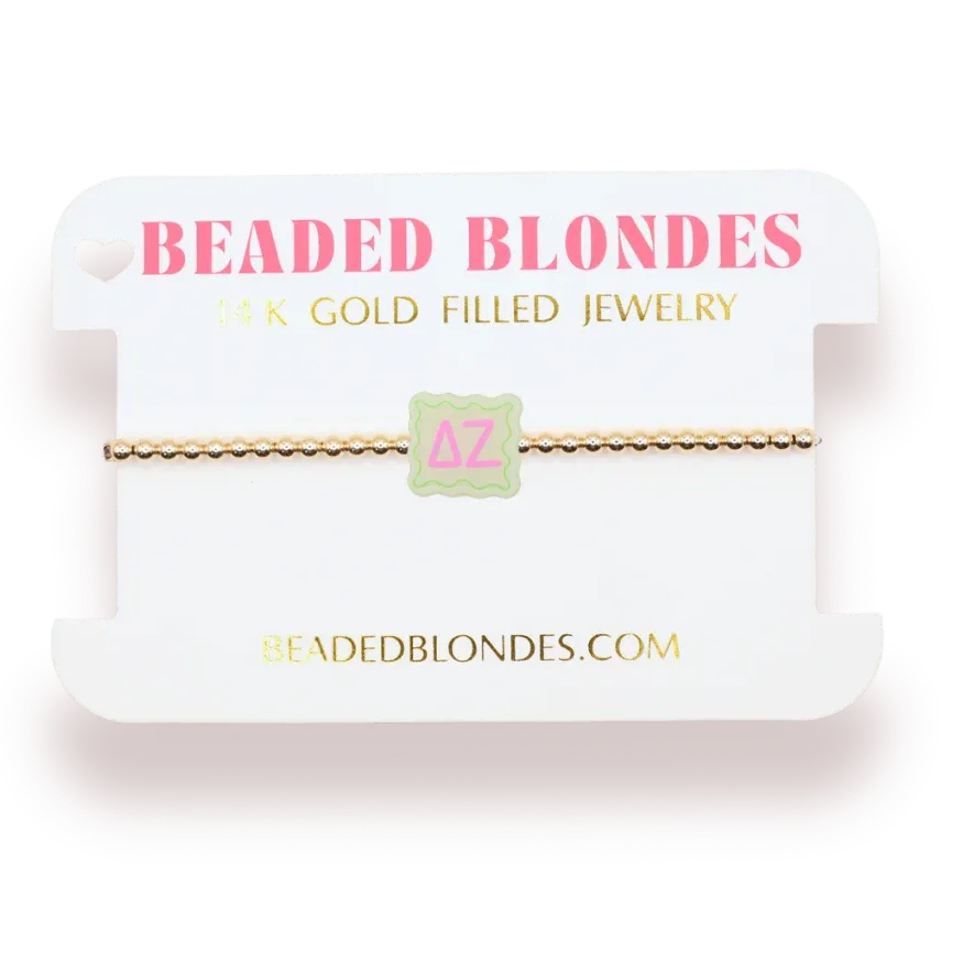 Delta Zeta block bracelet gold