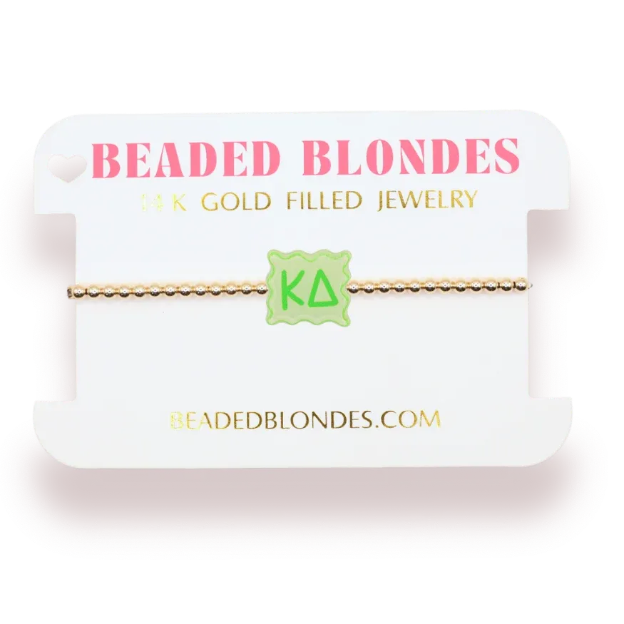 Kappa Delta block bracelet on gold