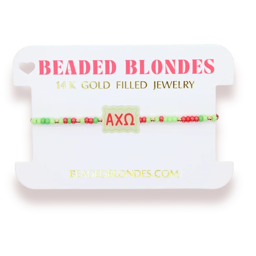 Alpha Chi Omega block bracelet on color