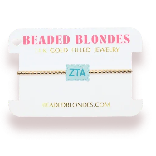 Zeta Tau Alpha block bracelet on gold