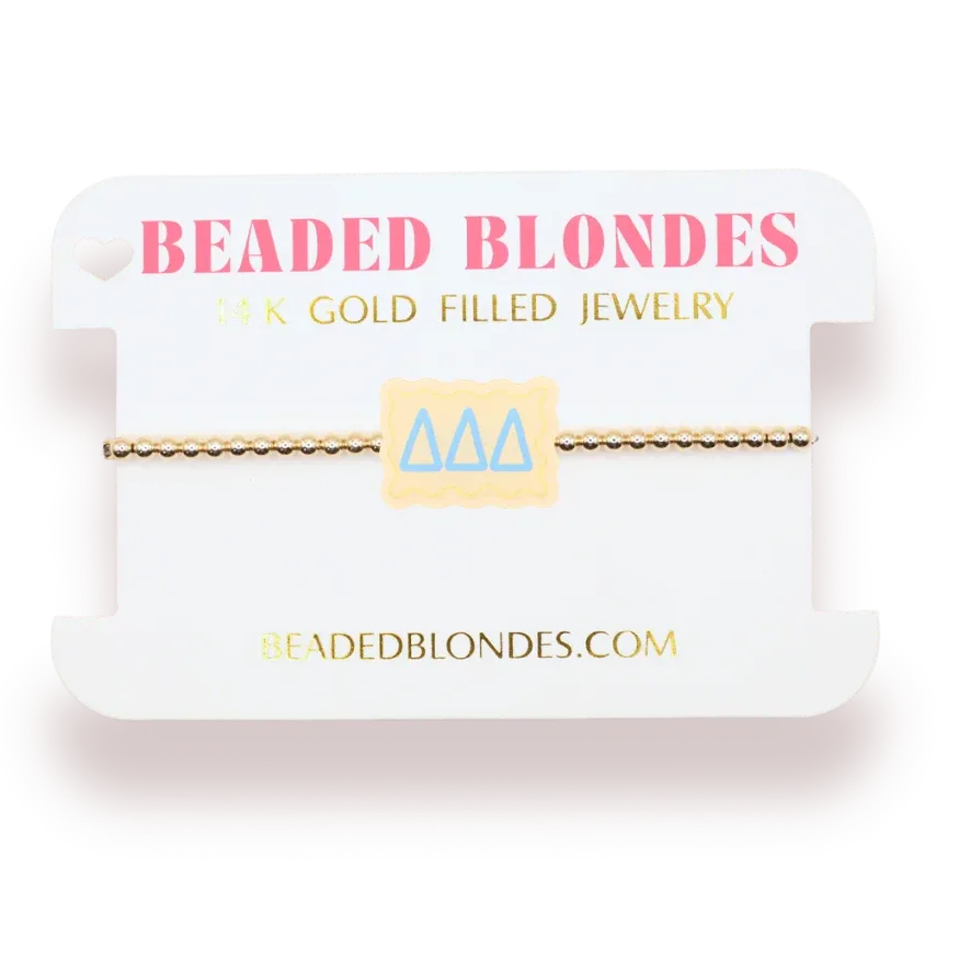 Delta Delta Delta  block bracelet on gold