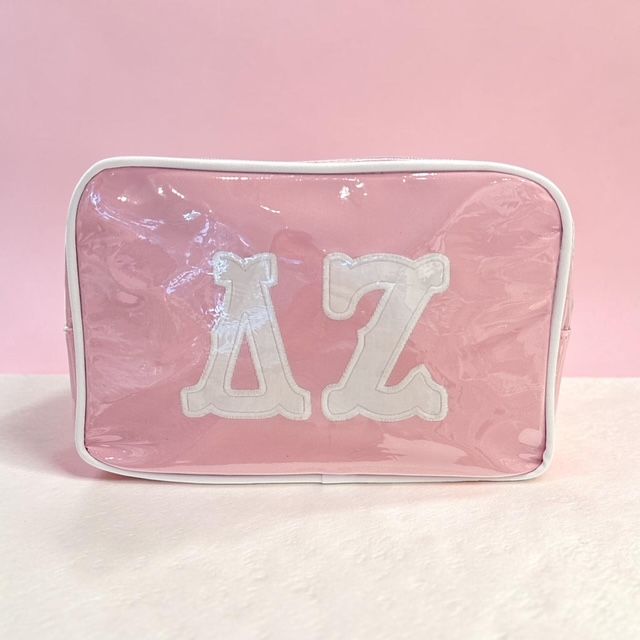 Delta Zeta appliqued cosmetic bag