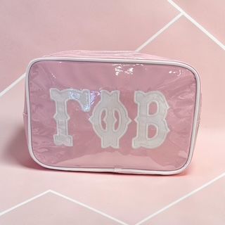 Gamma Phi Beta appliqued cosmetic bag