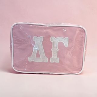 Delta Gamma appliqued cosmetic bag