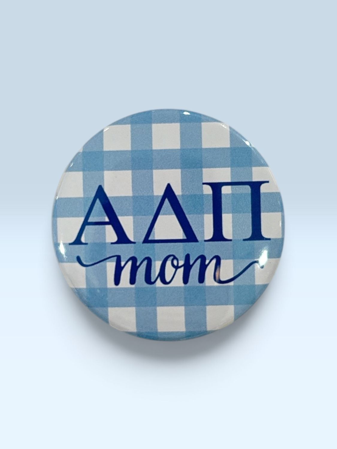 Alpha Delta Pi Gingham Mom Button