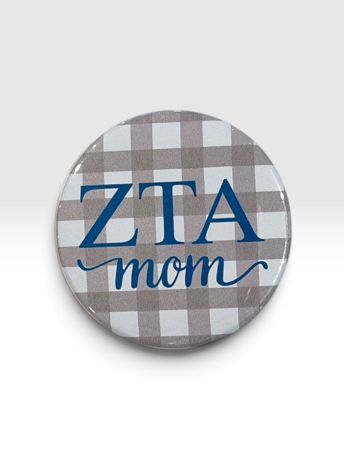 Zeta Tau Alpha Gingham Mom Button