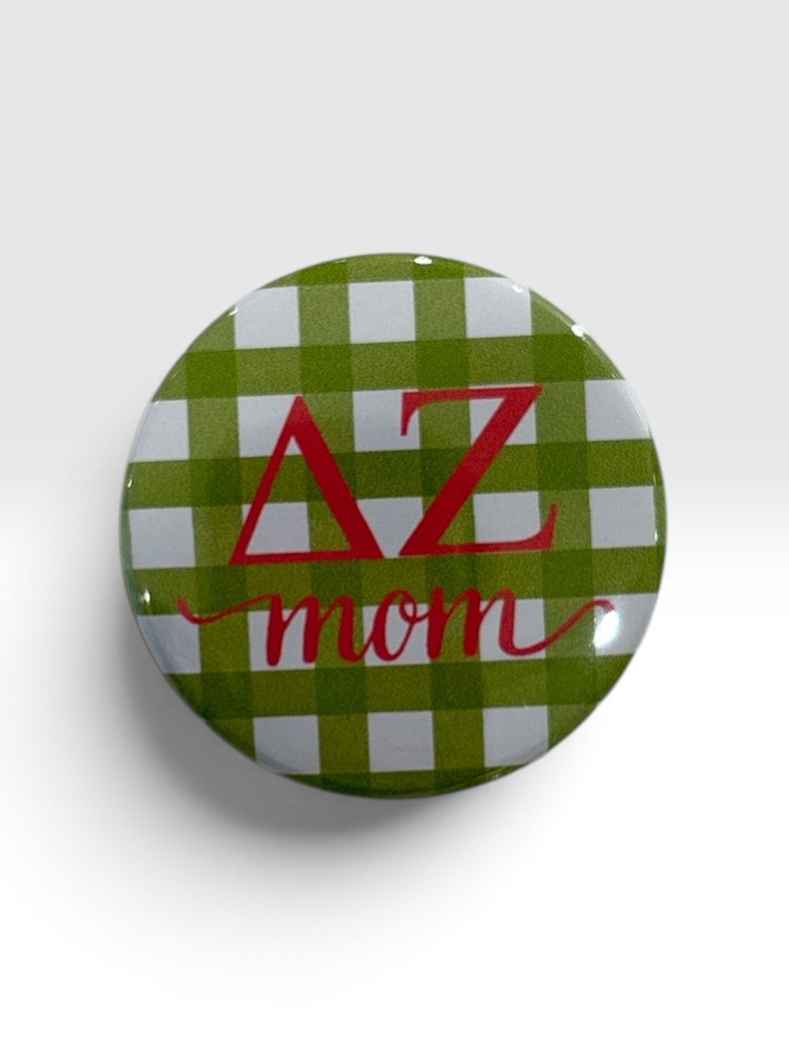 Delta Zeta Gingham Mom Button