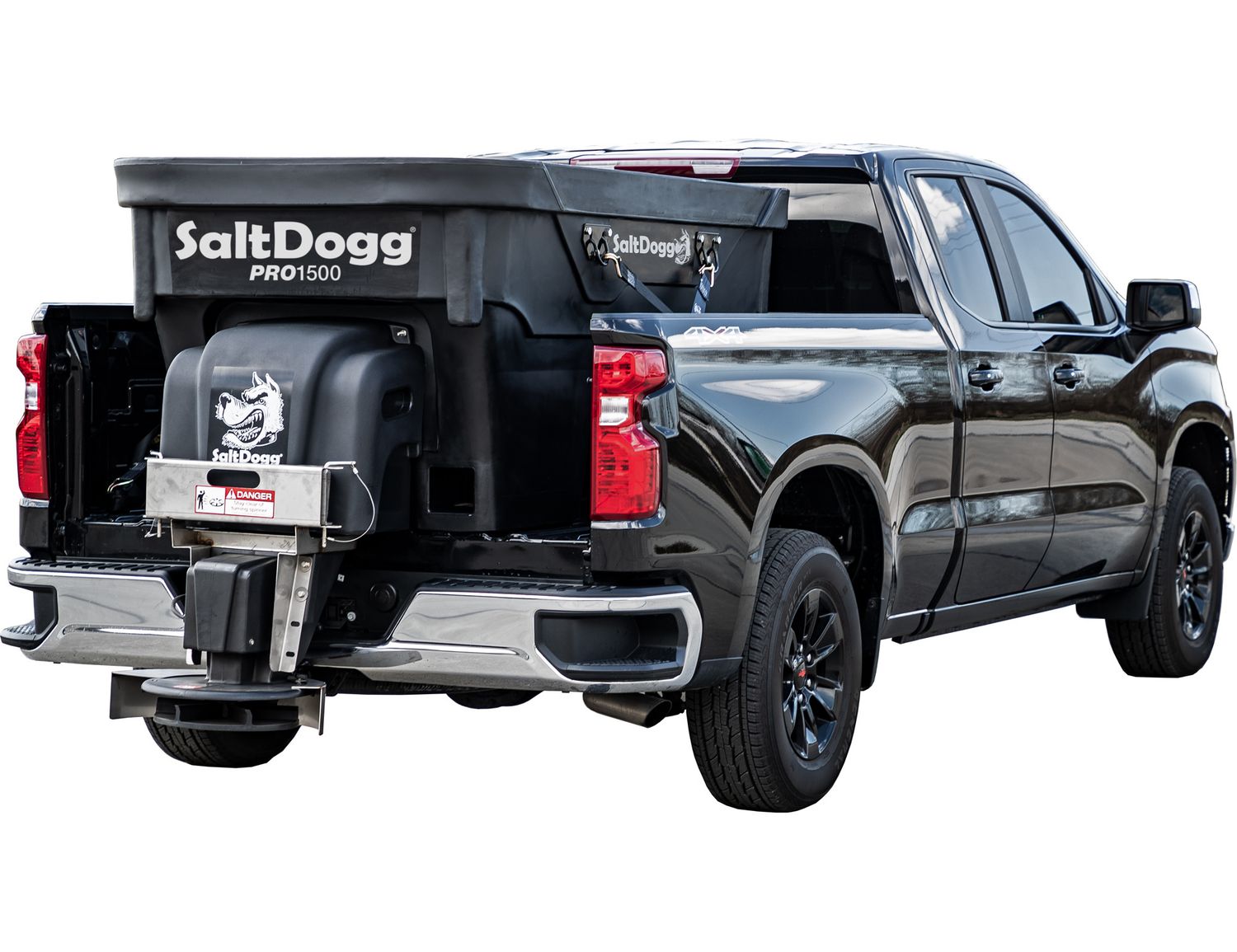 SaltDogg® PRO1500 1.5 Cubic Yard Electric Poly Hopper Spreader - Conveyor Chain- FOR WEB