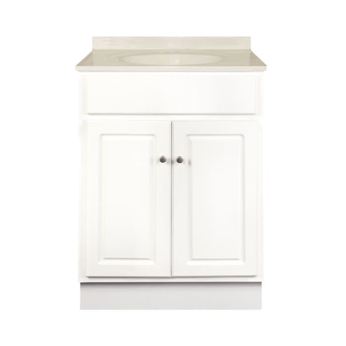 Glossy White Vanity Cabinet 24&quot;W x 21&quot;D x 34 ½&quot;H - 2 Doors, Top Blank