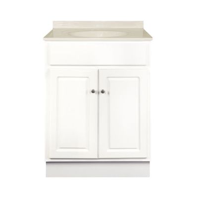 Glossy White Vanity Cabinet 24"W x 21"D x 34 ½"H - 2 Doors, Top Blank