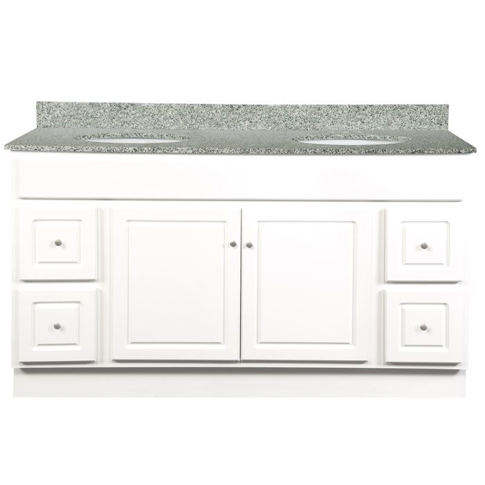 Glossy White Vanity Cabinet 60&quot;W x 21&quot;D x 34 ½&quot;H - 2 Doors, 4 Dra (2L, 2R), Top Blank†