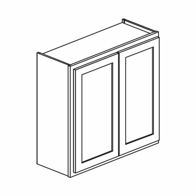 Shaker White Wall Cabinet 24” W x 30”H x 12”D – 2D, 2S W2430