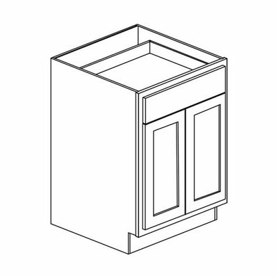 Shaker White Base Cabinet : 24"W x 34 ˝"H x 24"D - 2 Door, 1 Drawer B24