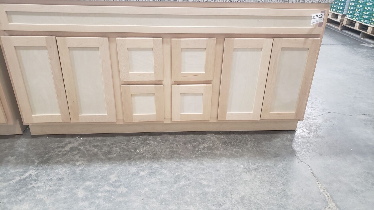 Unfinished Shaker Vanity: 72&quot;W x 21&quot;D x 34 ½&quot;H - 4 Doors, 4 Dra, Top Blank V7221D