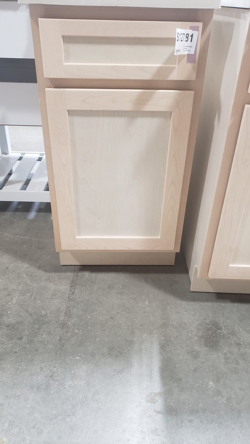 Unfinished Shaker Vanity: 18&quot;W x 16&quot;D x 34 ½&quot;H - 1 Door, Top Blank V1816