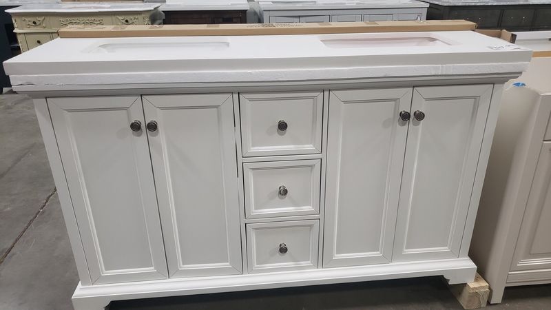 Whalen 60&quot; Portage Peak White Double Vanity W/Top
