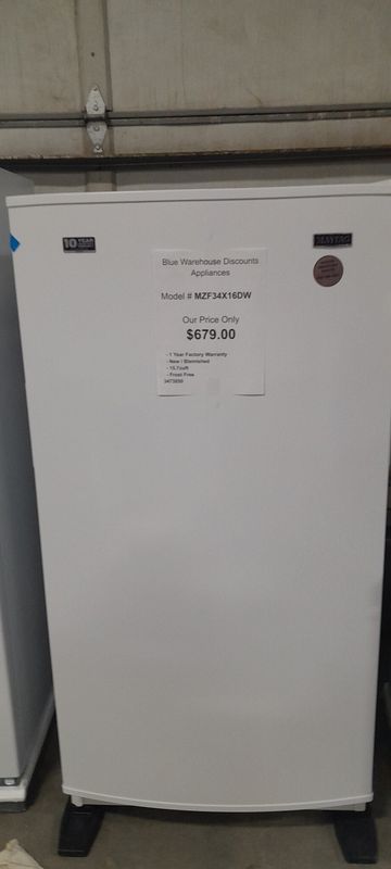 Maytag Upright Freezer 15.7cuft MZF34X16DW 1 Year FW