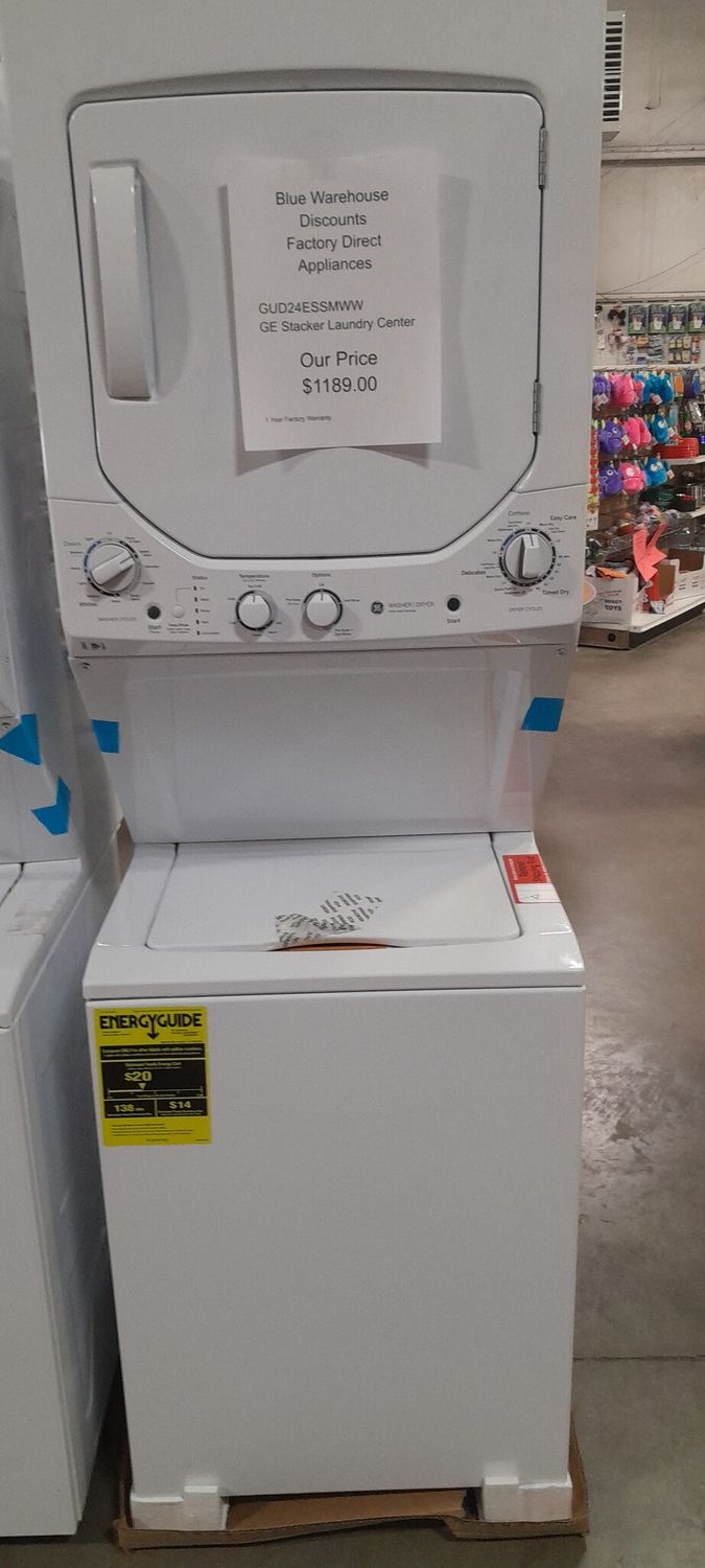 NEW GE Stacker Washer Dryer Laundry Center GUD24ESSMWW