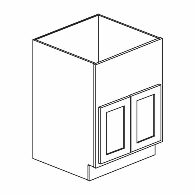 Unfinished Shaker Apron Front Sink Base: 36&quot;W x 34 ½&quot;H x 24&quot;D - 2 Doors, 12&quot; Top Header AFSB36