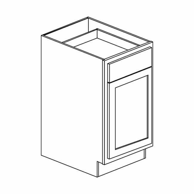 Unfinished Shaker Base: 18&quot;W x 34 ½&quot;H x 24&quot;D - 1 Door, 1 Drawer B18