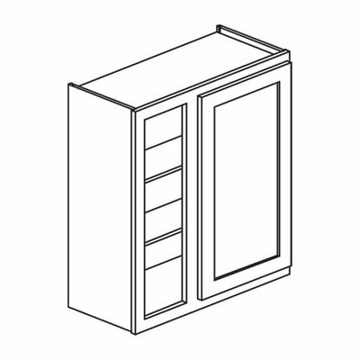 Unfinished Shaker Blind Wall: 24&quot;W x 30&quot;H x 12&quot;D - 1D, 2S, Pull 24&quot;-25 ⅜&quot; WBC2430