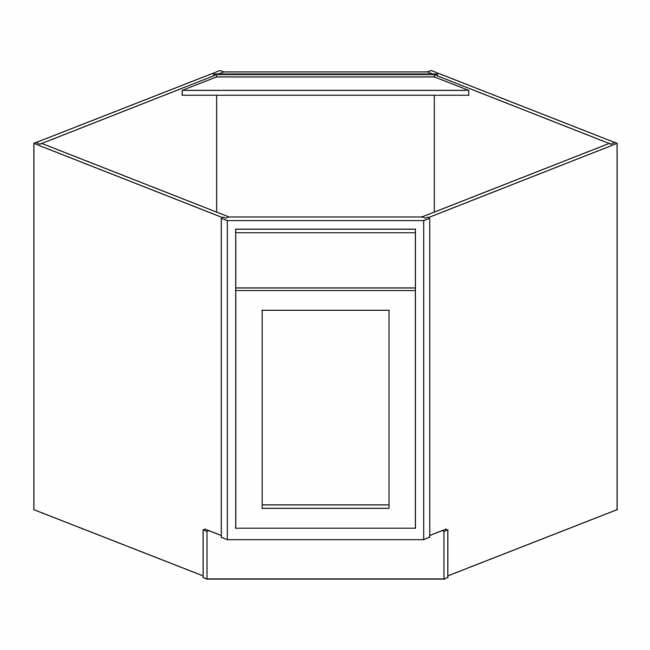 Unfinished Shaker Diagonal Corner Sink Base: 36&quot;W x 34 ½&quot;H x 24&quot;D - 1 Door, 1 Head DCSB36