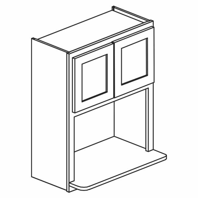 Unfinished Shaker Microwave Wall: 30&quot;W x 30&quot;H x 12&quot;D – 2D   MW Shelf Extends 5&quot; From Front of Cabinet  MWC3030