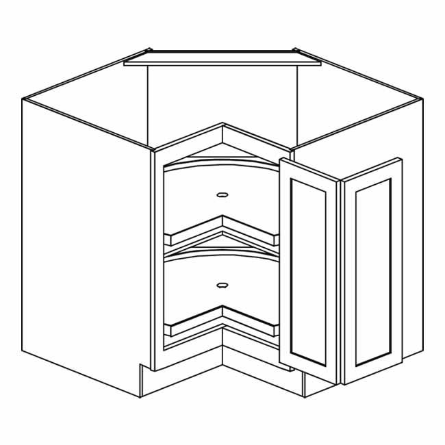 Unfinished Shaker Easy Reach Corner Base: 36&quot;W x 34 ½&quot;H x 24&quot;D ERBLS36