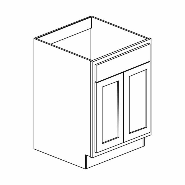 Unfinished Shaker Sink Base: 36&quot;W x 34 ½&quot;H x 24&quot;D - 2 Door, Top Blank SB36