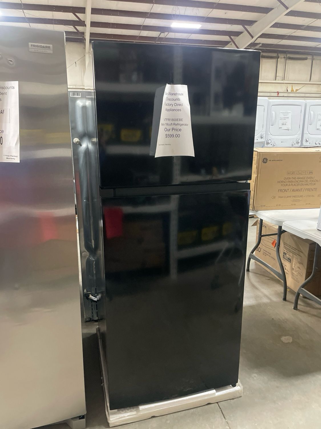 Vitara 18cuft Top Mount Refrigerator New Black VTFR1800EBE
