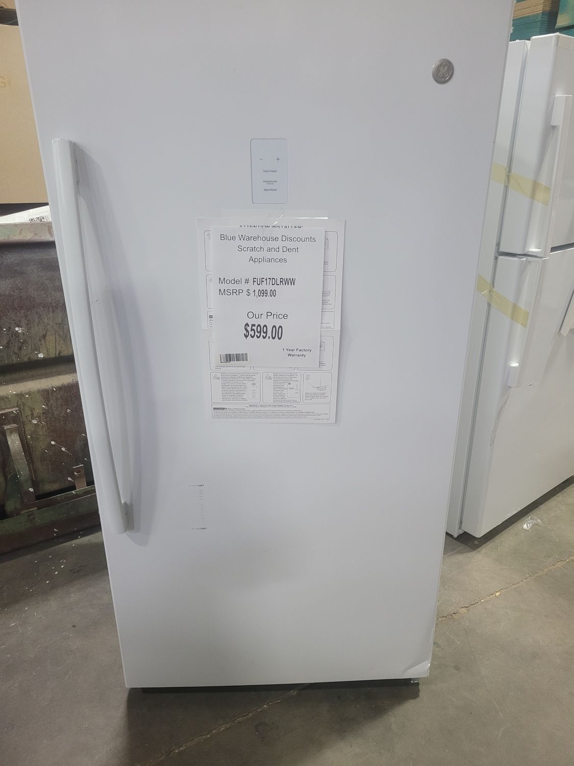 Scratch &amp; Dent GE Upright Freezer FUF17DLRWW