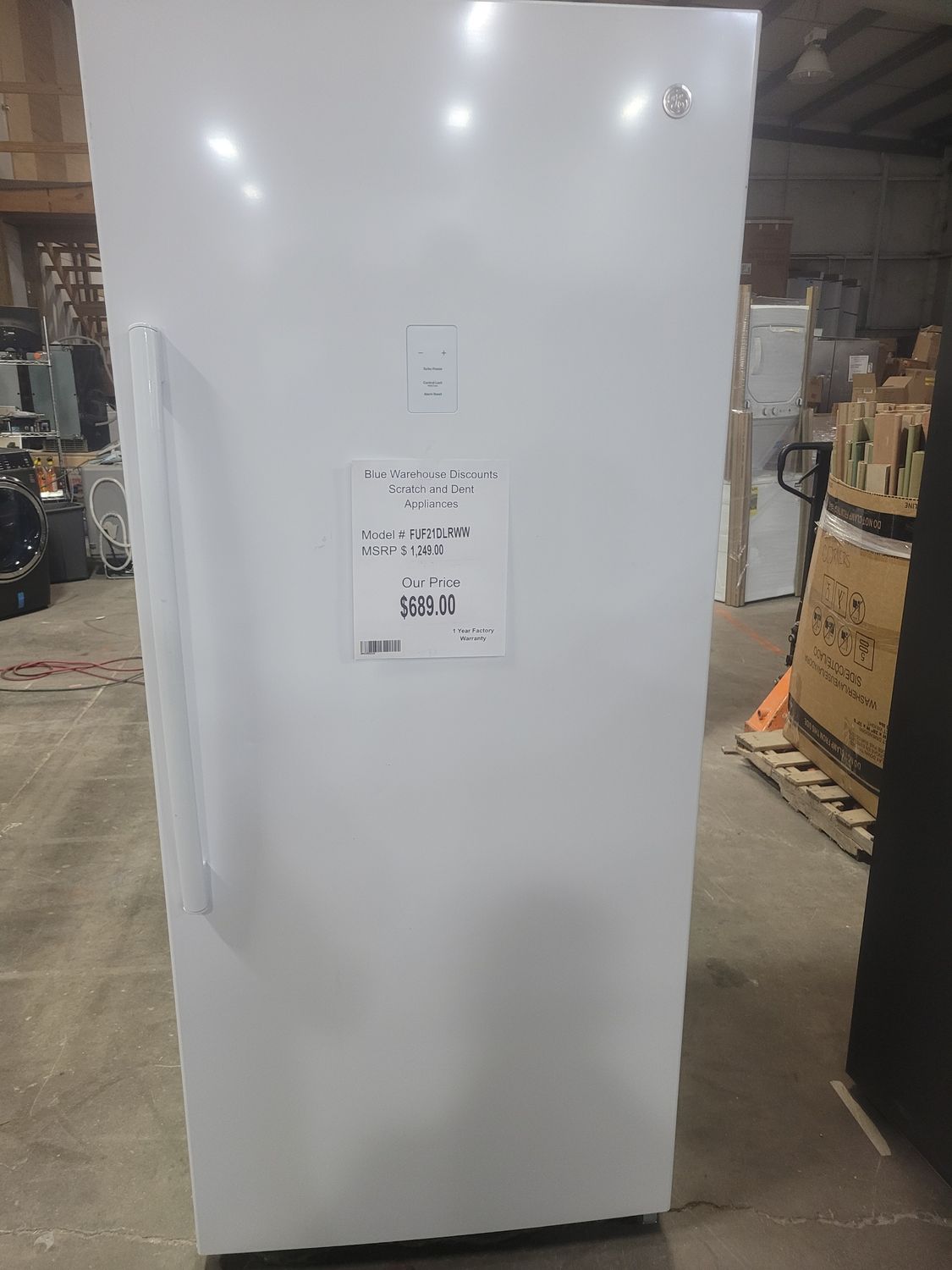 Scratch &amp; Dent GE Upright Freezer FUF21DLRWW