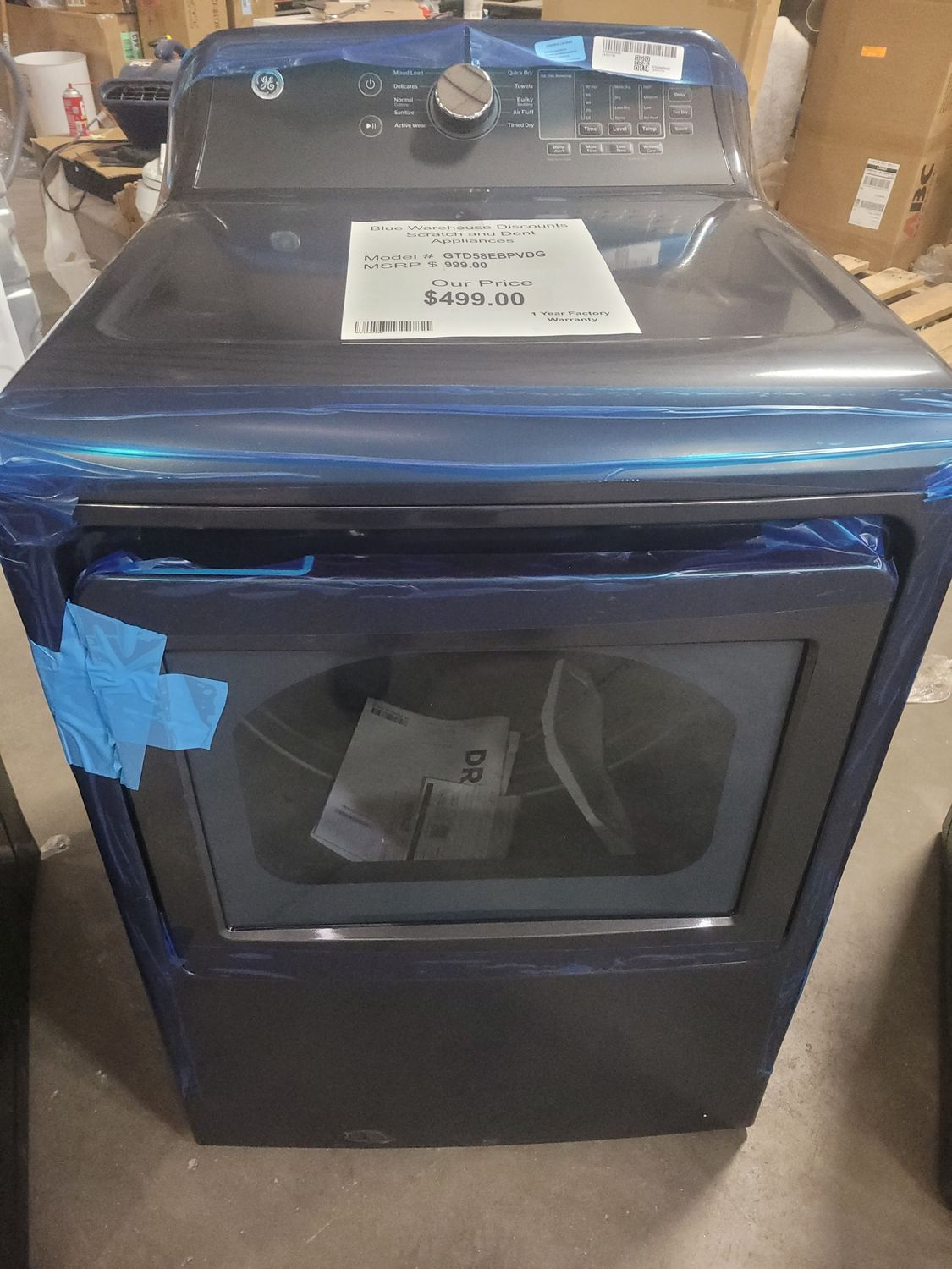 Scratch &amp; Dent GE Electric Dryer GTD58EBPVDG