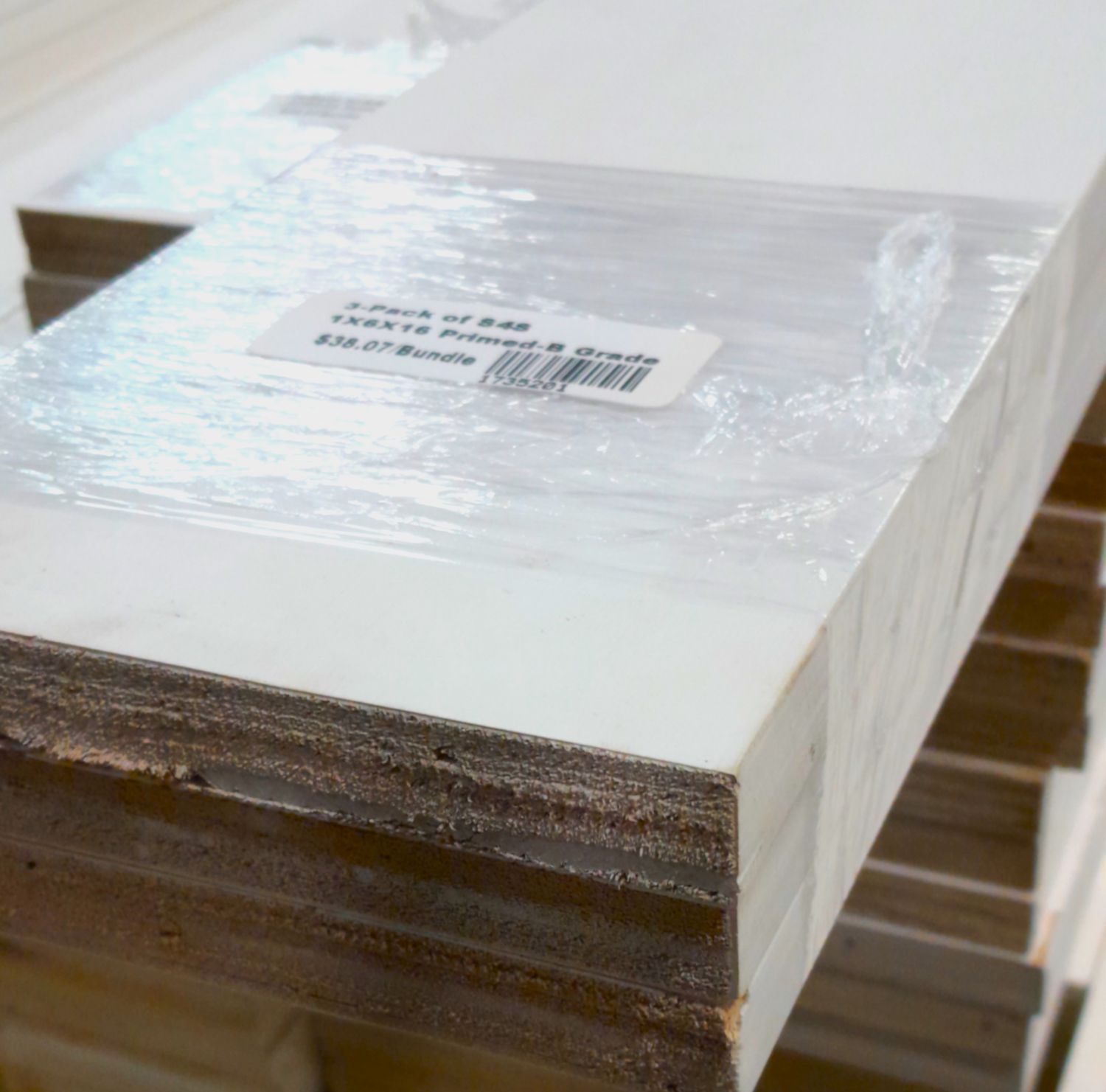 3-Pack of 1x6x16 Primed S4S - B Grade