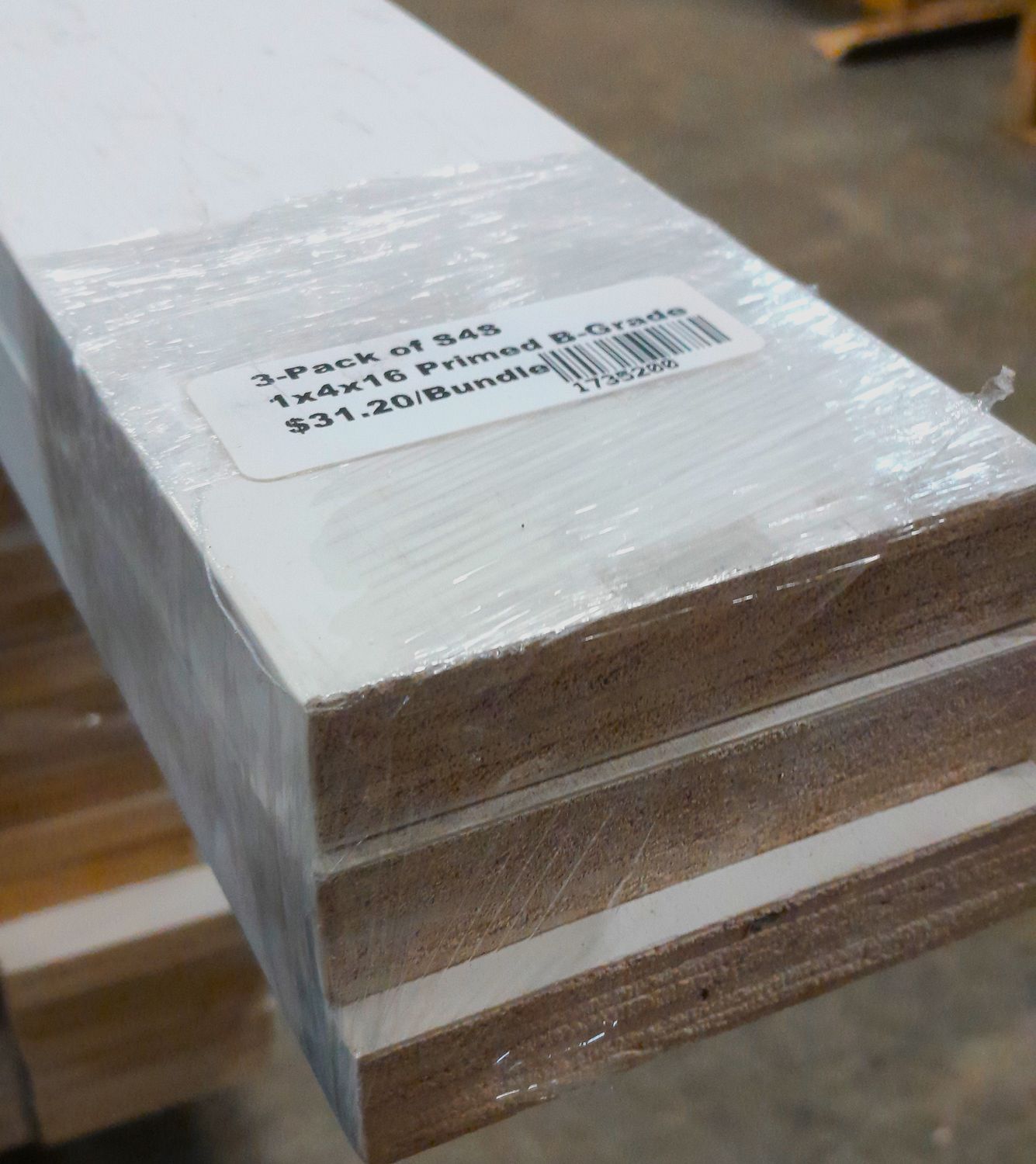 3-Pack of 1x4x16 Primed S4S - B Grade