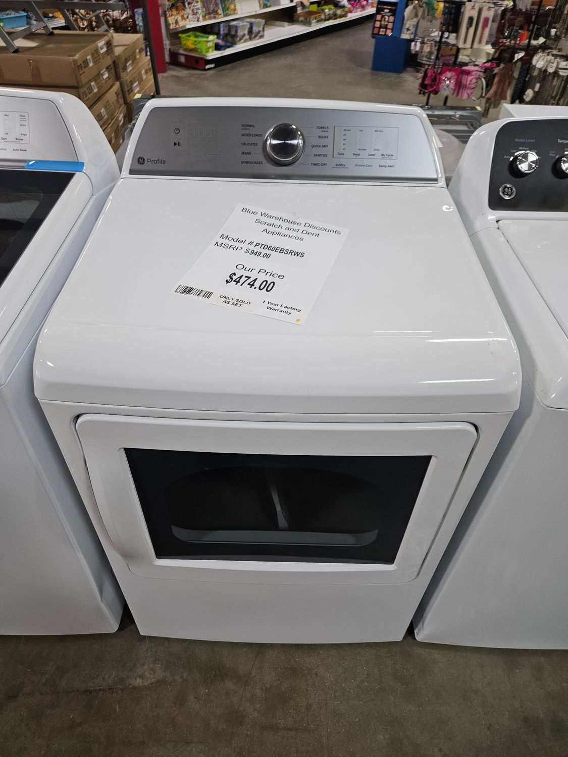 Scratch &amp; Dent GE Dryer PTD60EBSRWS