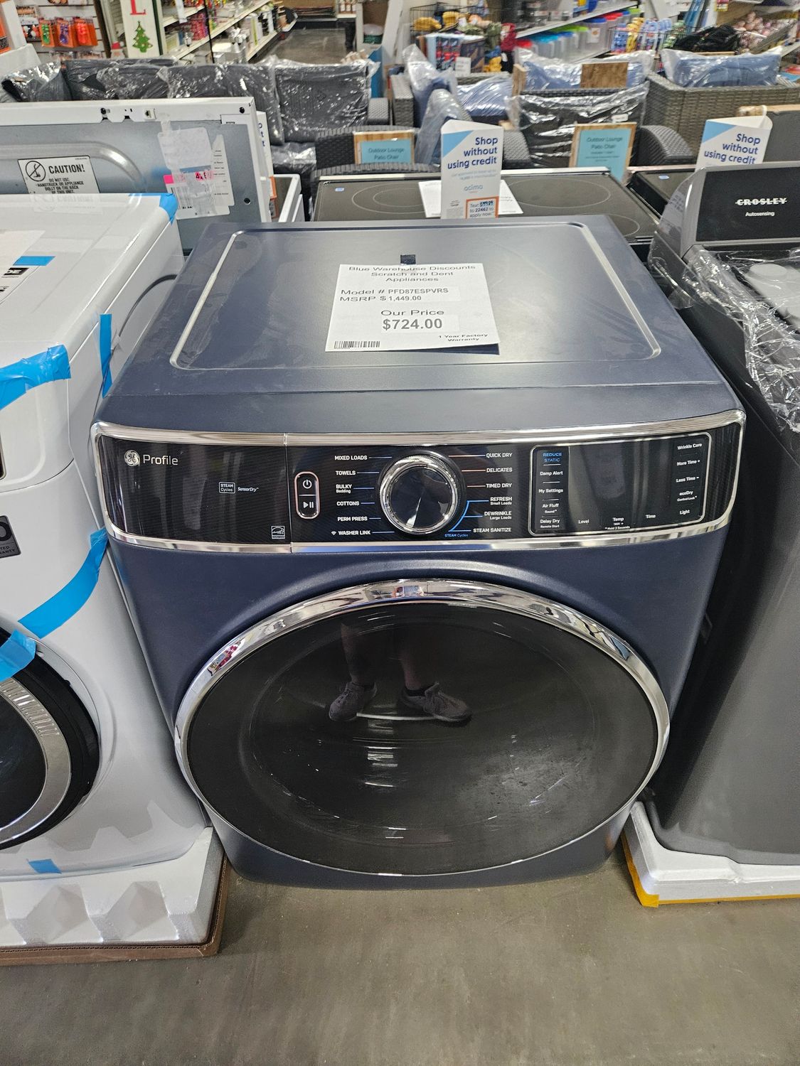 Scratch &amp; Dent Profile Sapphire Blue Electric Dryer PFD87ESPVRS