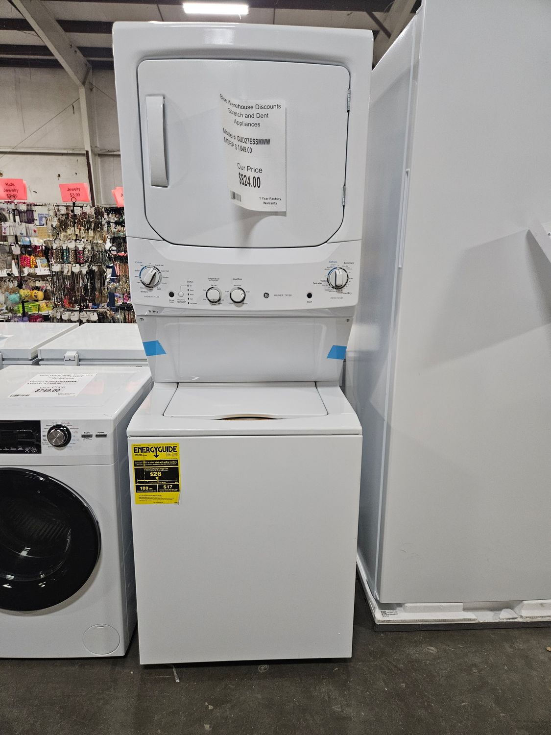 Scratch &amp; Dent GE Laundry Center Electric GUD27ESSMWW