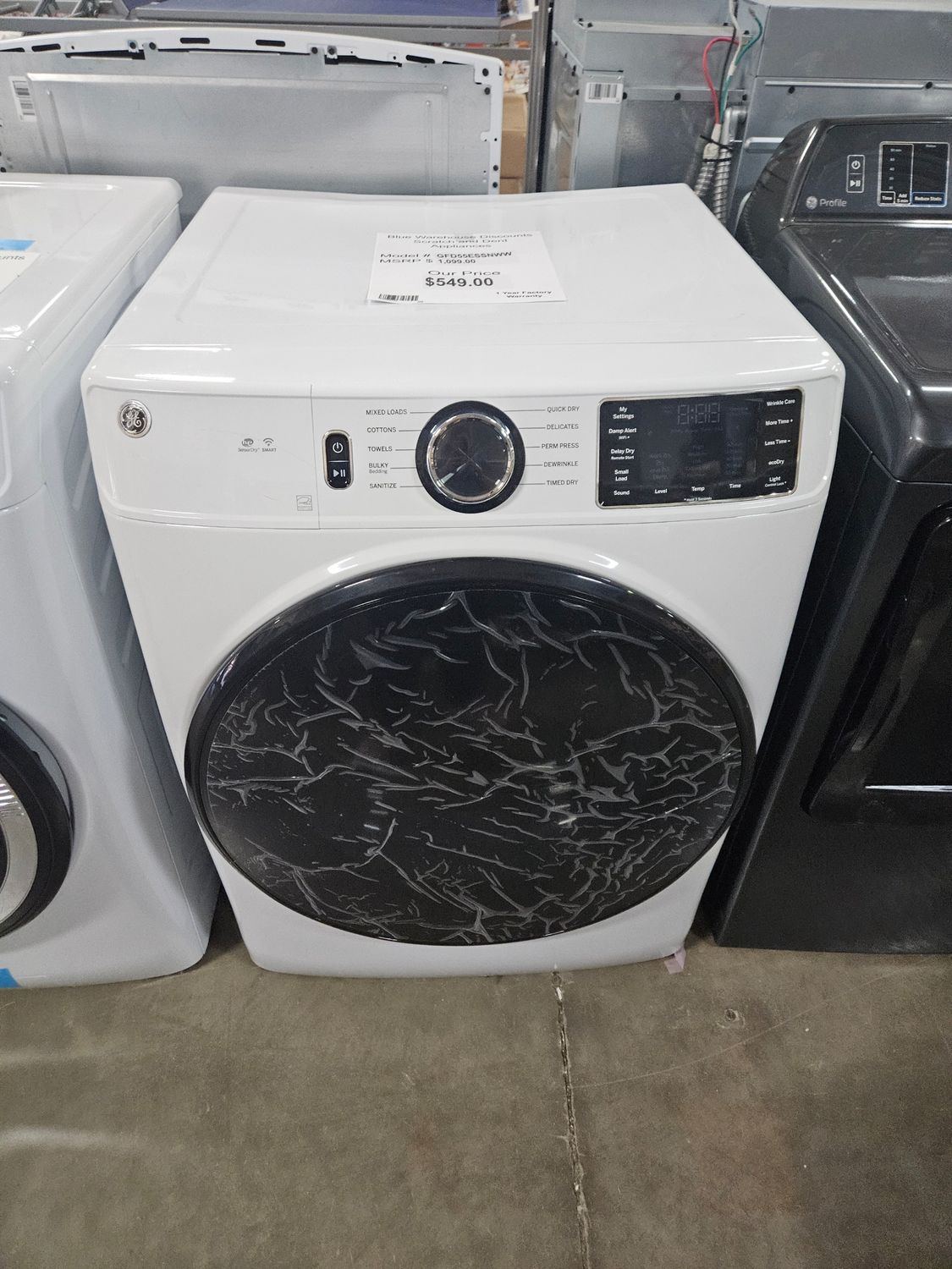 Scratch &amp; Dent GE Electric Dryer GFD55ESSNWW