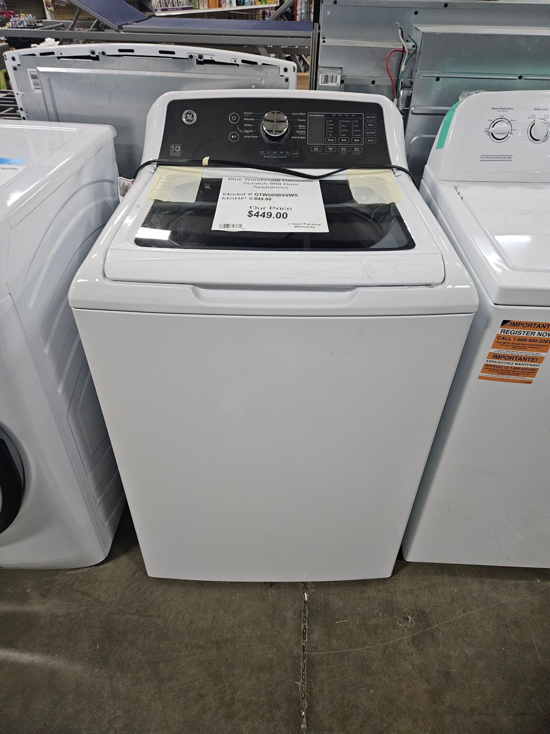 Scratch &amp; Dent GE Topload Washing Machine GTW585BSVWS